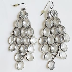 Silver and White Earrings